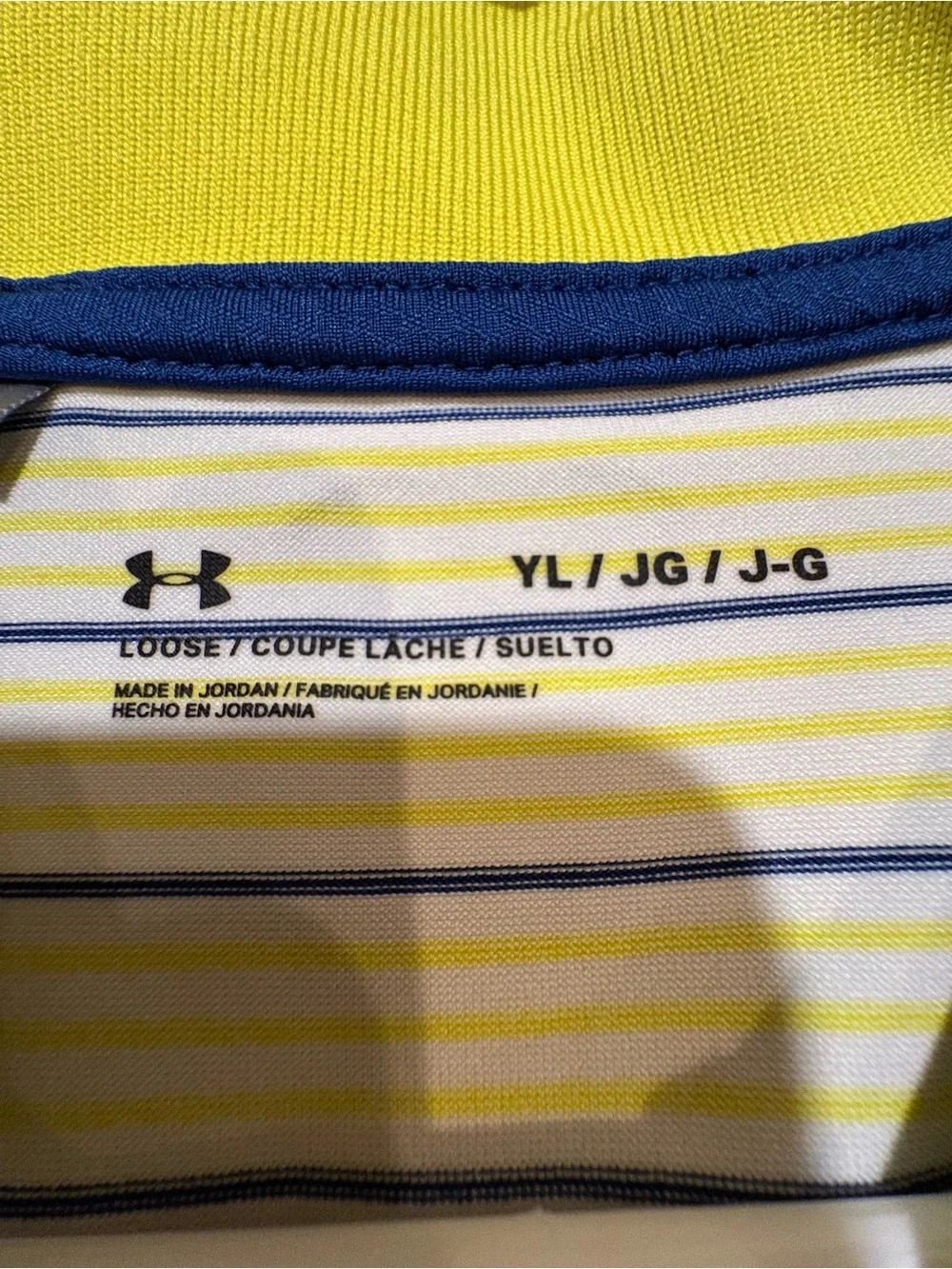 Under Armour Men’s Yellow Polo with Navy Stripe Accent